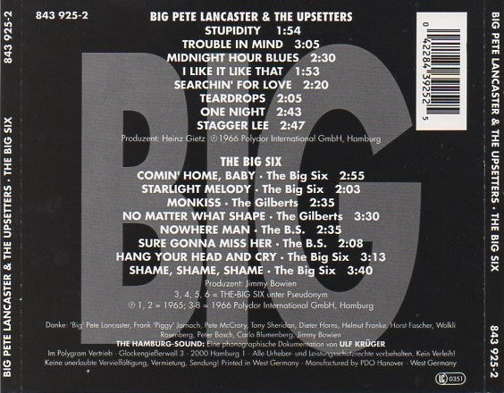 Big Pete Lancaster & The Upsetters / Bobby Patrick Big Six : Big (CD, Comp)