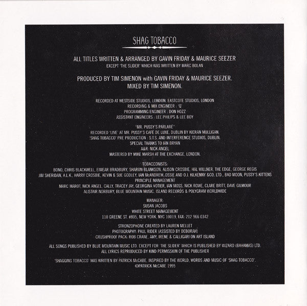 Gavin Friday : Shag Tobacco (CD, Album)