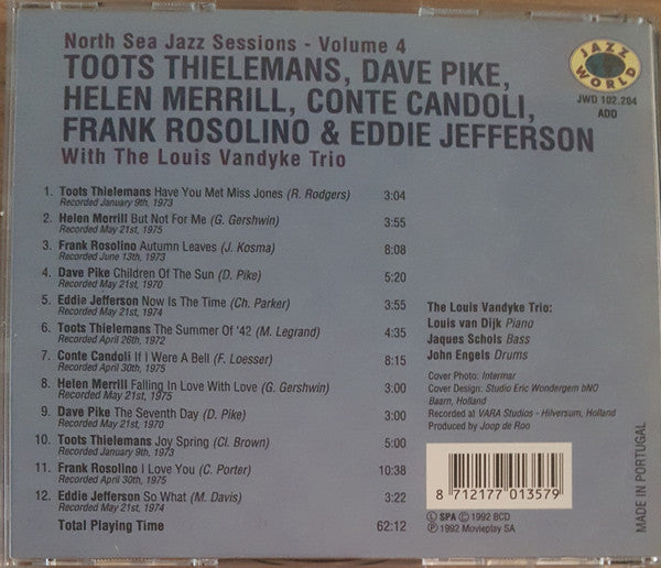 Toots Thielemans, Dave Pike, Helen Merrill, Conte Candoli, Frank Rosolino, Eddie Jefferson, Louis Van Dyke Trio : North Sea Jazz Sessions - Volume 4 (CD, Comp)