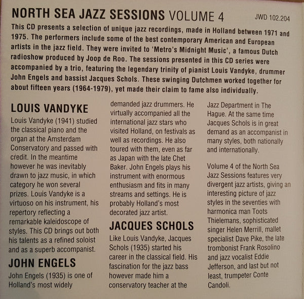 Toots Thielemans, Dave Pike, Helen Merrill, Conte Candoli, Frank Rosolino, Eddie Jefferson, Louis Van Dyke Trio : North Sea Jazz Sessions - Volume 4 (CD, Comp)