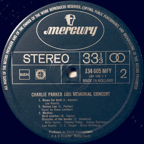 Various : Memorial Concert Charlie Parker (LP, Album)