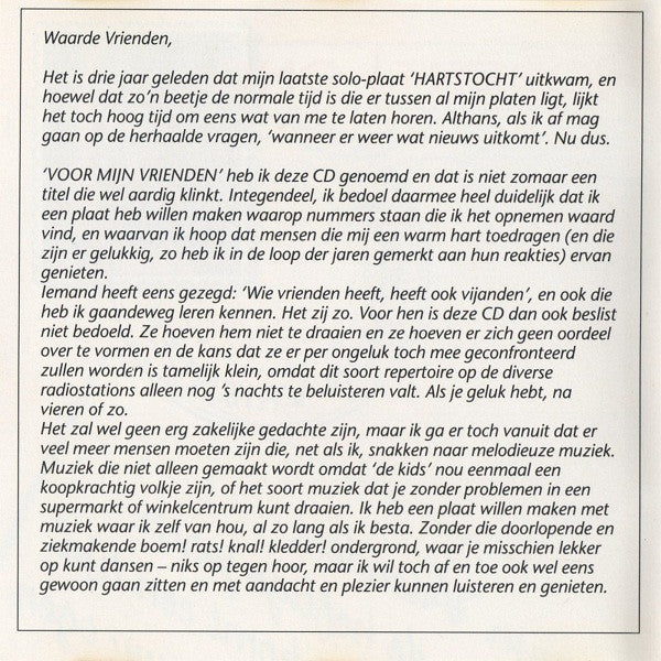 Robert Long : Voor Mijn Vrienden (CD, Album)