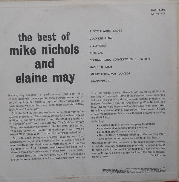 Mike Nichols & Elaine May : The Best Of Mike Nichols & Elaine May (LP, Comp, Mono)