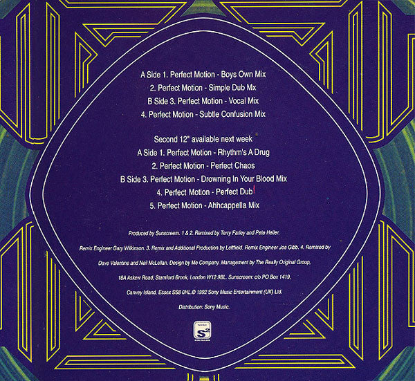 Sunscreem : Perfect Motion (12", Single, Gat)