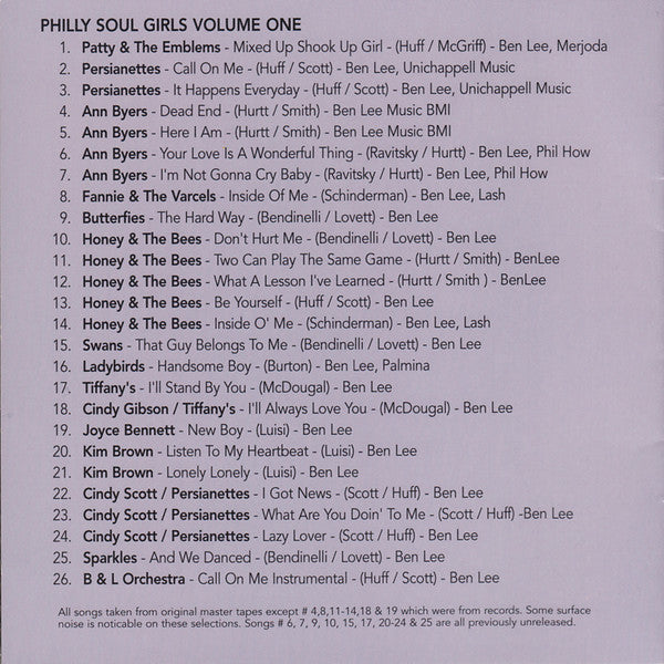 Various : Philly Soul Girls Volume 1 (CD, Comp)