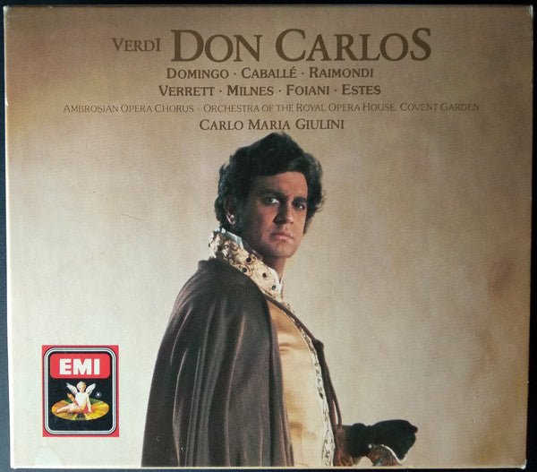Giuseppe Verdi - Placido Domingo · Montserrat Caballé · Ruggero Raimondi · Shirley Verrett · Sherrill Milnes · Giovanni Foiani · Simon Estes · The Ambrosian Opera Chorus · Orchestra Of The Royal Opera House, Covent Garden · Carlo Maria Giulini : Don Carlos (3xCD, Album, RE, RM + Box, Sli)