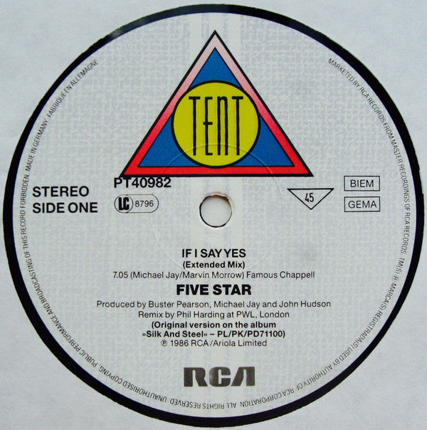 Five Star : If I Say Yes (12", Maxi)