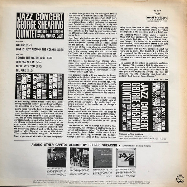 The George Shearing Quintet : Jazz Concert (LP, Album)