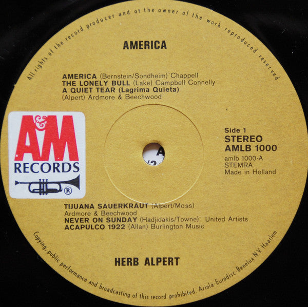 Herb Alpert & The Tijuana Brass : America (LP, Comp, RE)