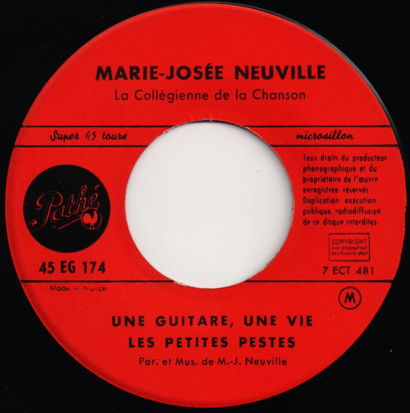 Marie-Josée Neuville : Une Guitare, Une Vie (7", EP, RE)