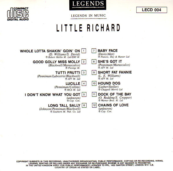 Little Richard : Legends In Music (CD, Comp)