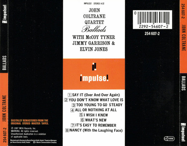The John Coltrane Quartet : Ballads (CD, Album, RE)
