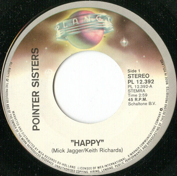 Pointer Sisters : Happy / The Shape I'm In (7", Single)