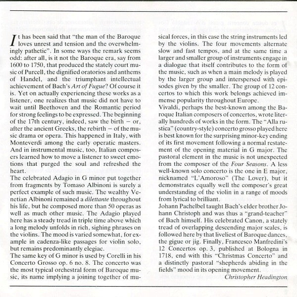Tomaso Albinoni / Johann Pachelbel / Arcangelo Corelli & Francesco Manfredini / Antonio Vivaldi – Berliner Philharmoniker, Herbert von Karajan : Adagio / Canon & Gigue / Concerti Grossi / Concerti “Alla Rustica” & “L'Amoroso” (CD, Comp, RM)