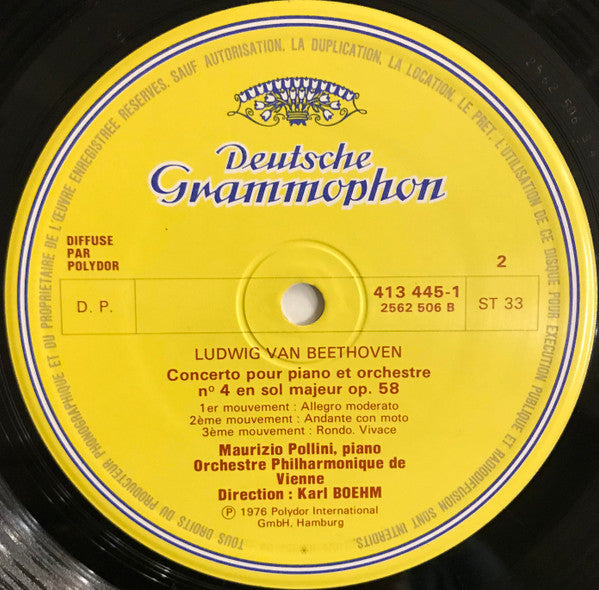 Ludwig van Beethoven - Maurizio Pollini, Wiener Philharmoniker, Eugen Jochum, Karl Böhm : Concertos Pour Piano No 2 & 4 (LP, Album)