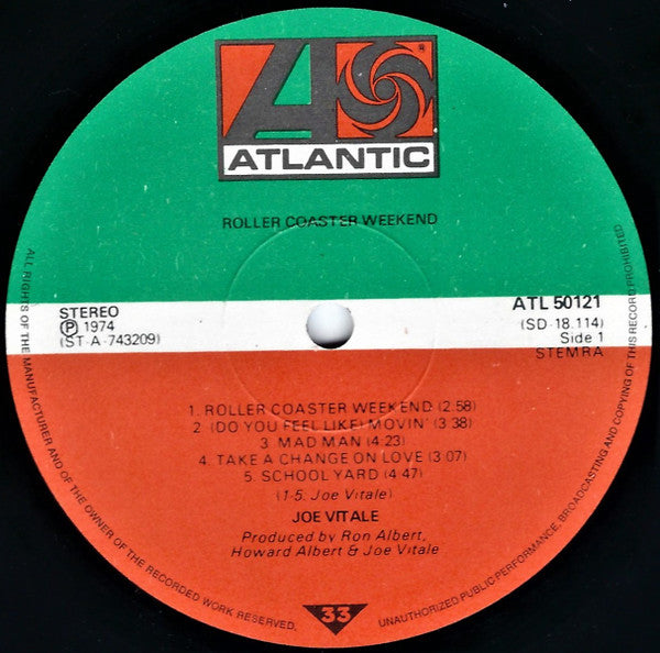 Joe Vitale : Roller Coaster Weekend (LP, Album)
