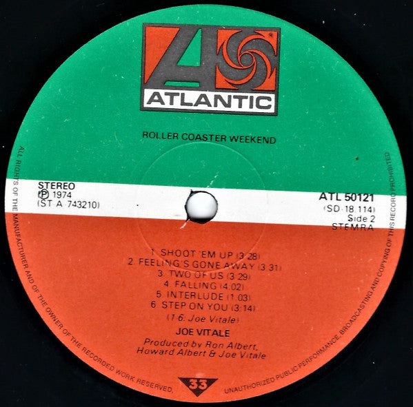 Joe Vitale : Roller Coaster Weekend (LP, Album)
