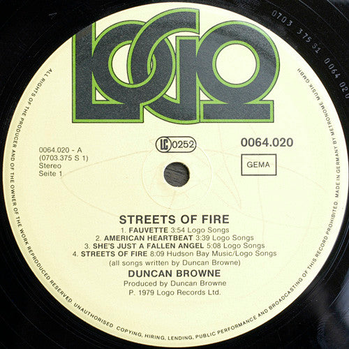 Duncan Browne : Streets Of Fire (LP, Album)
