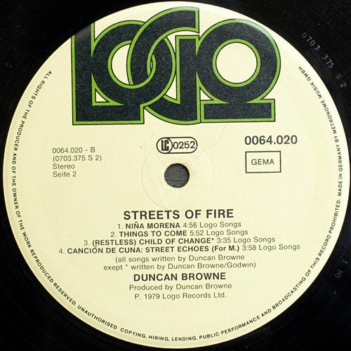 Duncan Browne : Streets Of Fire (LP, Album)
