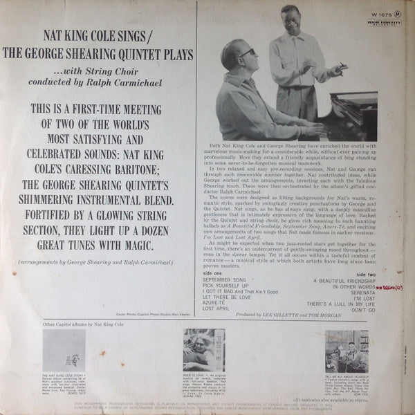 Nat King Cole / George Shearing : Nat King Cole Sings / George Shearing Plays (LP, Album, Mono)