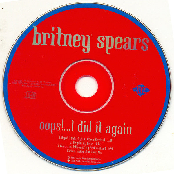 Britney Spears : Oops!...I Did It Again (CD, Single, Car)