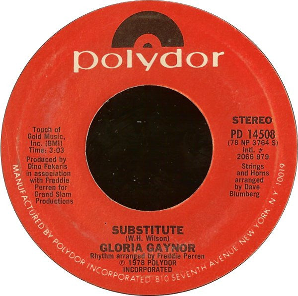 Gloria Gaynor : Substitute / I Will Survive (7", Single, Styrene, Pit)