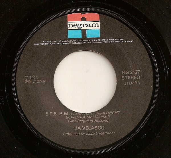 Lia Velasco : 5.0.5. P.M. (Another Fridaynight) (7", Single)