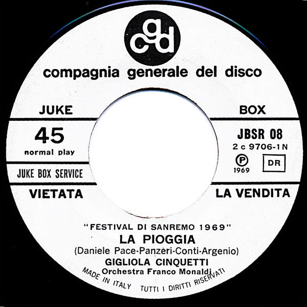 Riccardo Del Turco / Gigliola Cinquetti : Cosa Hai Messo Nel Caffè? / La Pioggia (7", Jukebox)