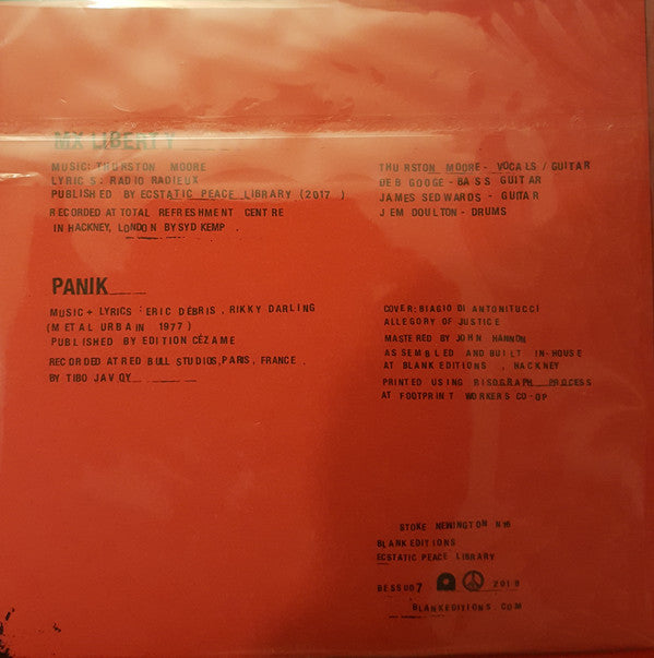 Thurston Moore : Mx Liberty / Panik (7", Single, Ltd)