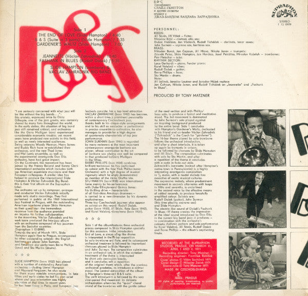 Slide Hampton & Václav Zahradník Big Band : B & S (LP, Album, RP)