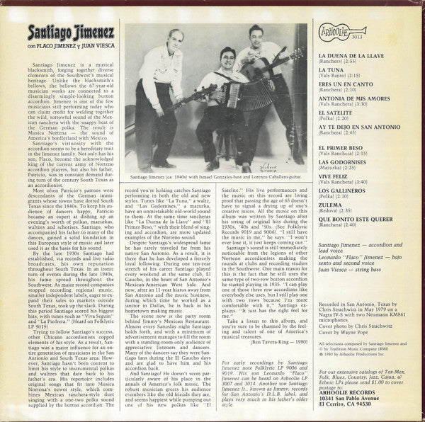 Santiago Jimenez* Con Flaco Jimenez Y Juan Viesca : Santiago Jimenez Con Flaco Jimenez Y Juan Viesca (LP)