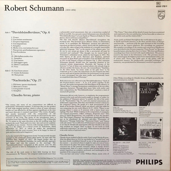 Robert Schumann, Claudio Arrau : Davidsbündlertänze / Nachtstücke (LP)