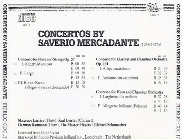 Giuseppe Saverio Mercadante : Concertos (CD, Album)