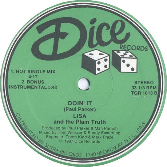Lisa (2) And The Plain Truth (2) : Doin' It (Extended Dance Mix) (12")