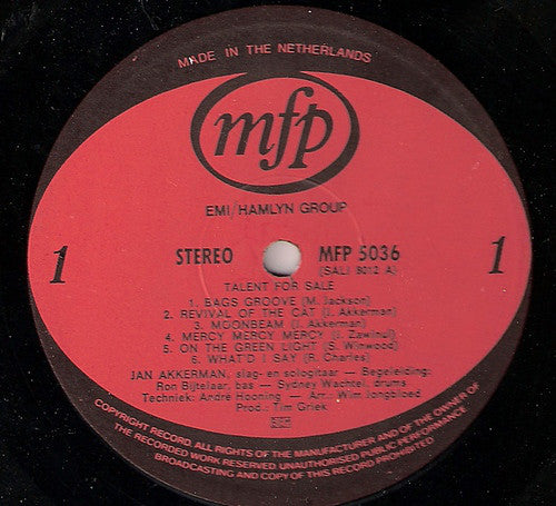 Jan Akkerman : Talent For Sale (LP, Album, RE)