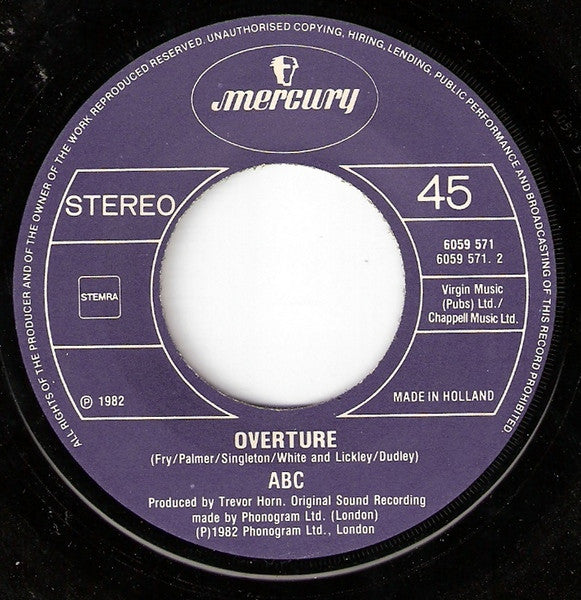 ABC : All Of My Heart / Overture (From The Lexicon Of Love) (7", Single)