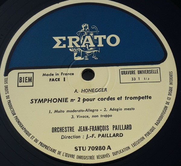 Arthur Honegger, Albert Roussel, Florent Schmitt, Orchestre De Chambre Jean-François Paillard, Jean-François Paillard : Musique De Notre Temps (LP)