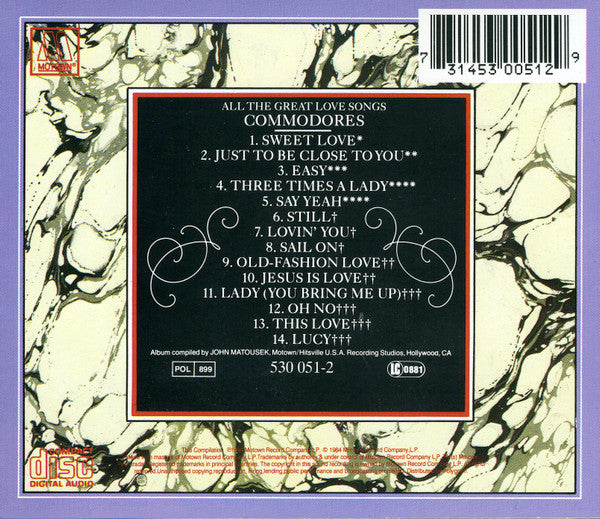 Commodores : All The Great Love Songs (CD, Comp, RE)