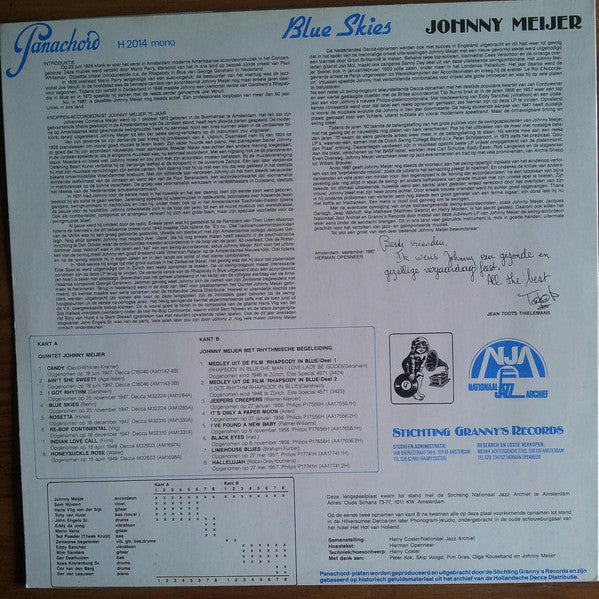Johnny Meijer : Blue Skies 1946 -'57 (LP, Comp, Mono)