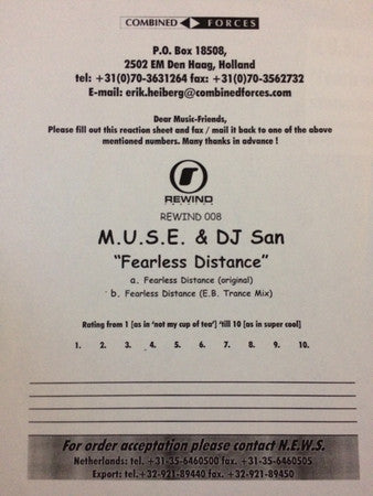 M.U.S.E. & DJ San : Fearless Distance (12", W/Lbl)