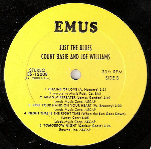 Count Basie / Joe Williams : Just The Blues (LP, Album, RE)