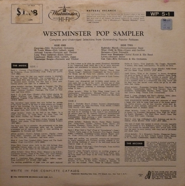 Various : Westminster Pop Sampler (LP, Comp, Mono)