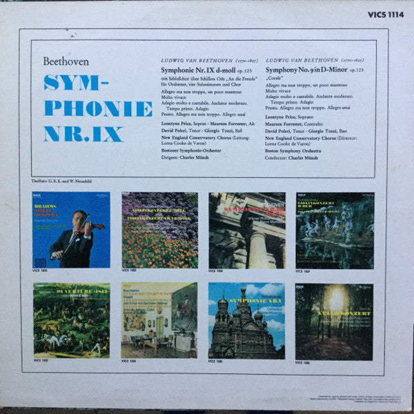 Ludwig Van Beethoven, Leontyne Price, Maureen Forrester, David Poleri, Giorgio Tozzi, Boston Symphony Orchestra, Charles Munch : Symphonie Nr. IX (LP, Pin)