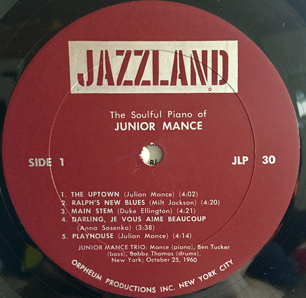 Junior Mance : The Soulful Piano Of Junior Mance (LP, Album, Mono, RP)