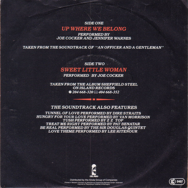 Joe Cocker, Jennifer Warnes : Up Where We Belong (7", Single)