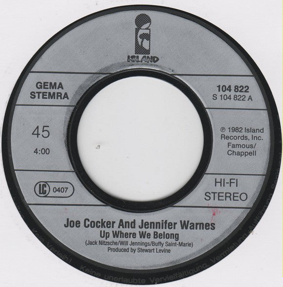 Joe Cocker, Jennifer Warnes : Up Where We Belong (7", Single)