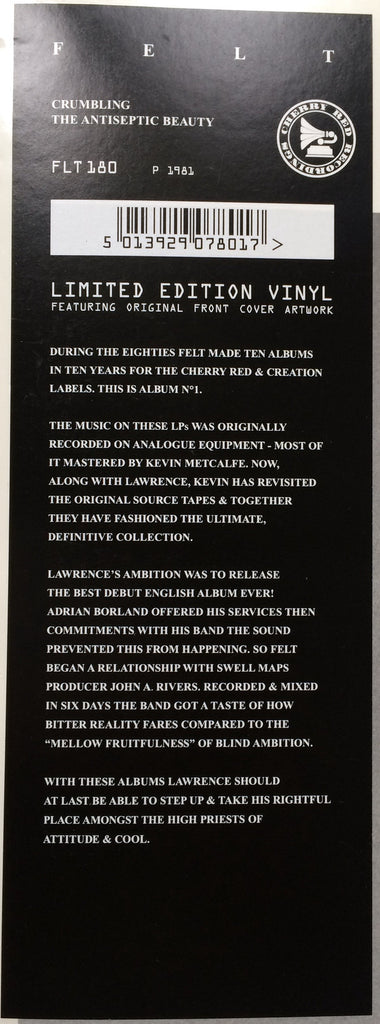 Felt : Crumbling The Antiseptic Beauty (LP, Album, Ltd, RE, Gat)