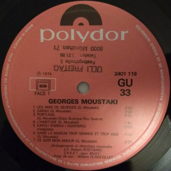 Georges Moustaki : Georges Moustaki (LP, Album, Gat)
