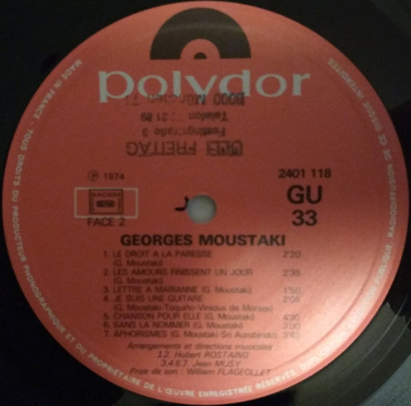 Georges Moustaki : Georges Moustaki (LP, Album, Gat)