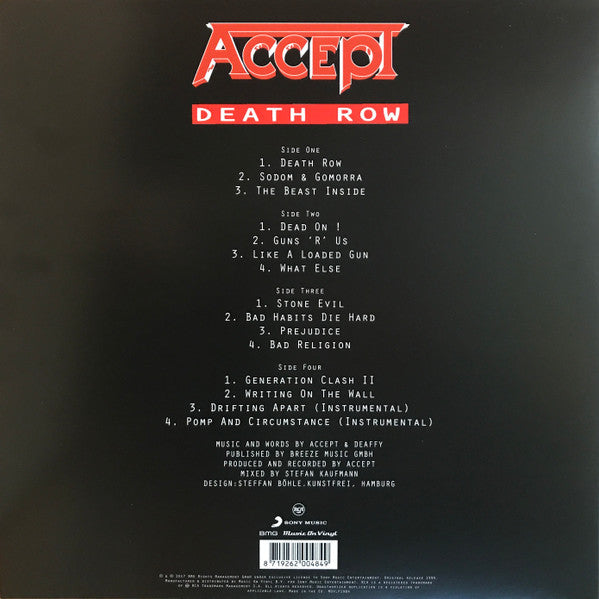 Accept : Death Row (2xLP, Album, RE)